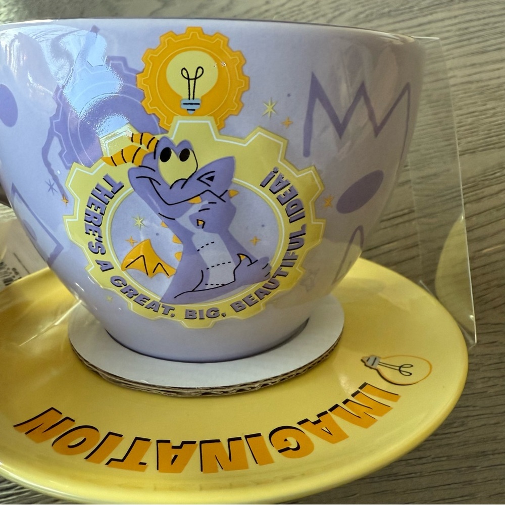 Disney Parks Figment Imagination Purple and Yellow Party Mug and Saucer Set 💜